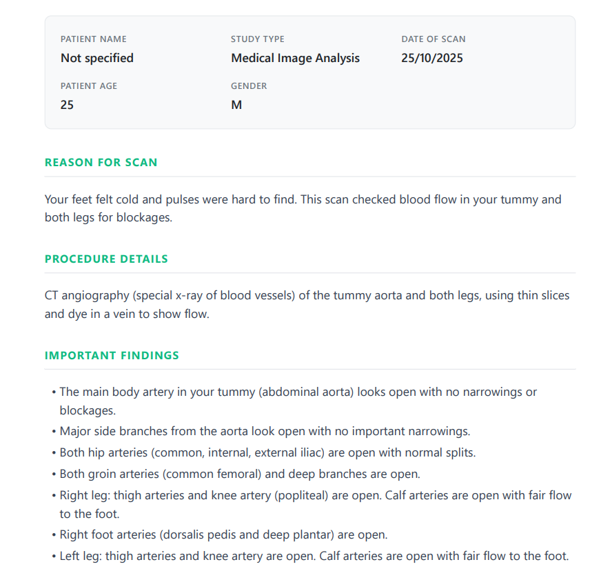Simplified patient-friendly report after translation